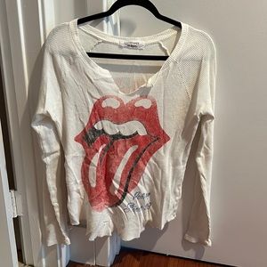 Daydreamer Free People Rolling Stones Waffle Shirt